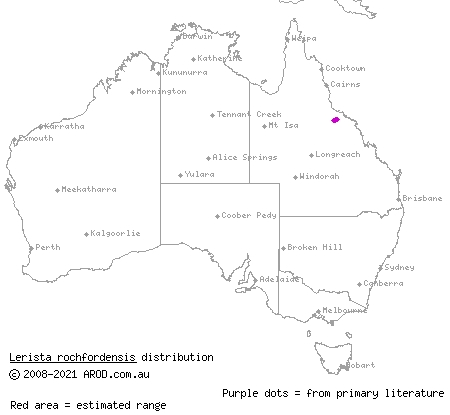 Rochford slider (Lerista rochfordensis) distribution range map