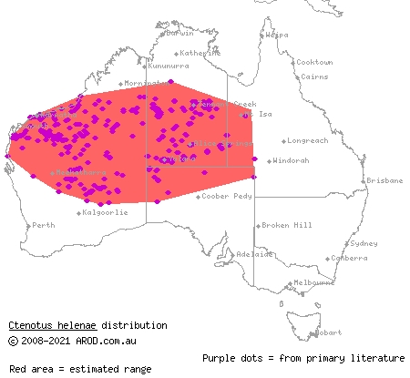 clay-soil ctenotus (Ctenotus helenae) distribution range map