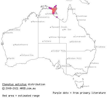 unspotted ctenotus (Ctenotus astictus) distribution range map