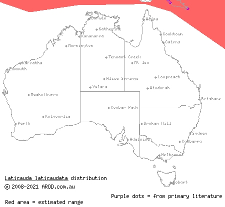 large-scaled sea krait (Laticauda laticaudata) distribution range map