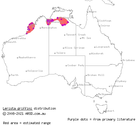 stout sandslider (Lerista griffini) distribution range map