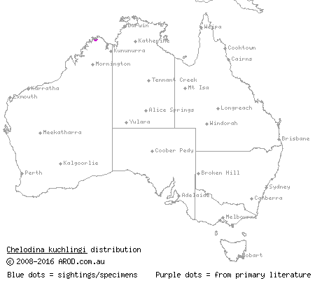 Kuchling's long-necked turtle (Chelodina kuchlingi) distribution range map