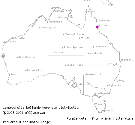 Bellenden Ker sunskink (Lampropholis bellendenkerensis) distribution range map