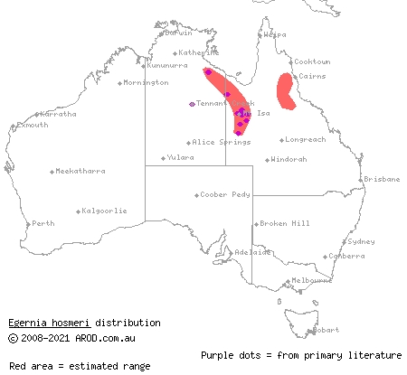 Hosmer's skink (Egernia hosmeri) distribution range map