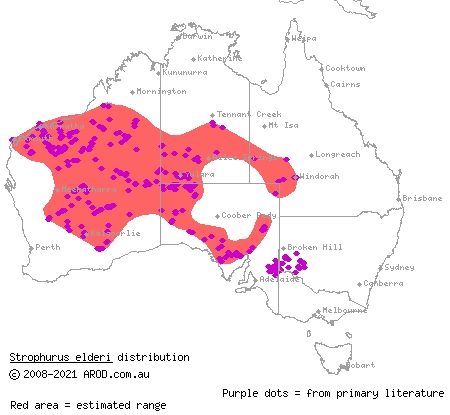 jewelled gecko (Strophurus elderi) distribution range map