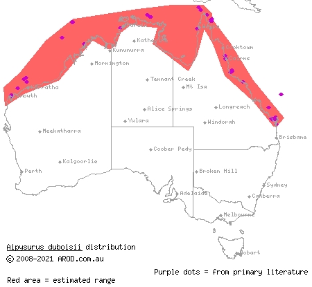 Dubois' sea snake (Aipysurus duboisii) distribution range map