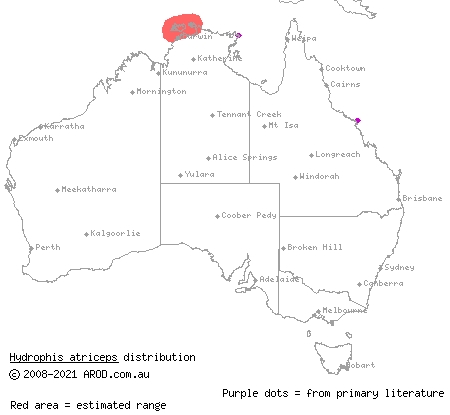 black-headed sea snake (Hydrophis atriceps) distribution range map